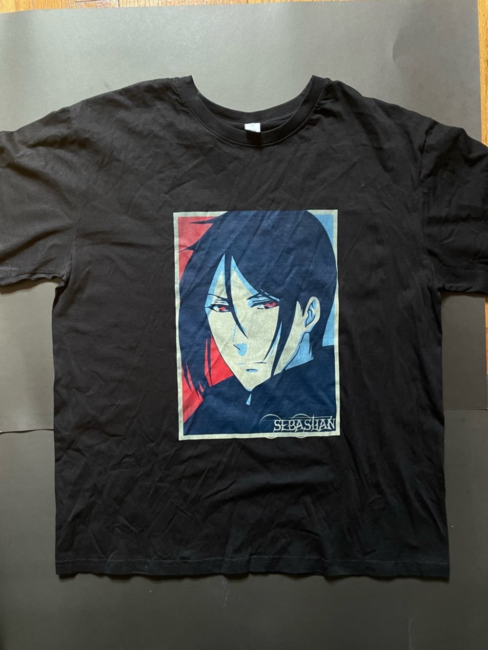 Black Graphic Anime Print Men’s T-Shirt - Sebastian Design